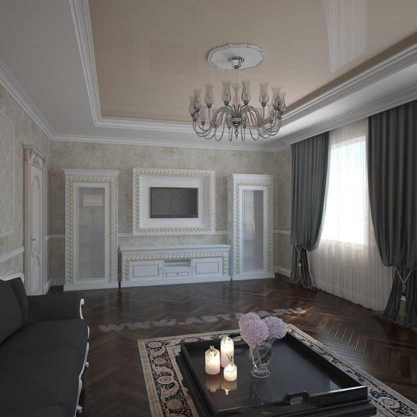 Люстра в гостиную в современном стиле с низким потолком