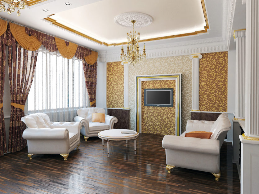 The design of the living room in the Baroque style 42