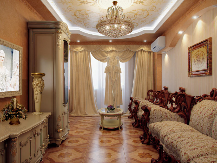 The design of the living room in the Baroque style 9